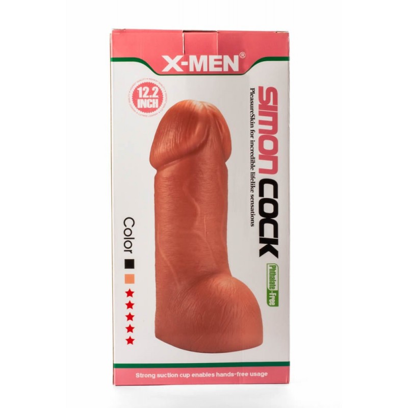 X-MEN Simon masivan realističan dildo boje kože — 30 cm, prečnik 9 cm — XMEN1242