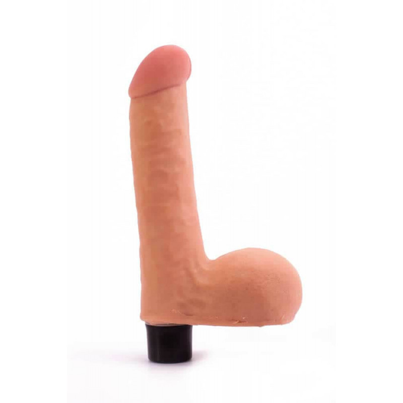 Real Softee realističan vibrator sa testisima od TPE-a — 17 cm, 10 režima — LV0914