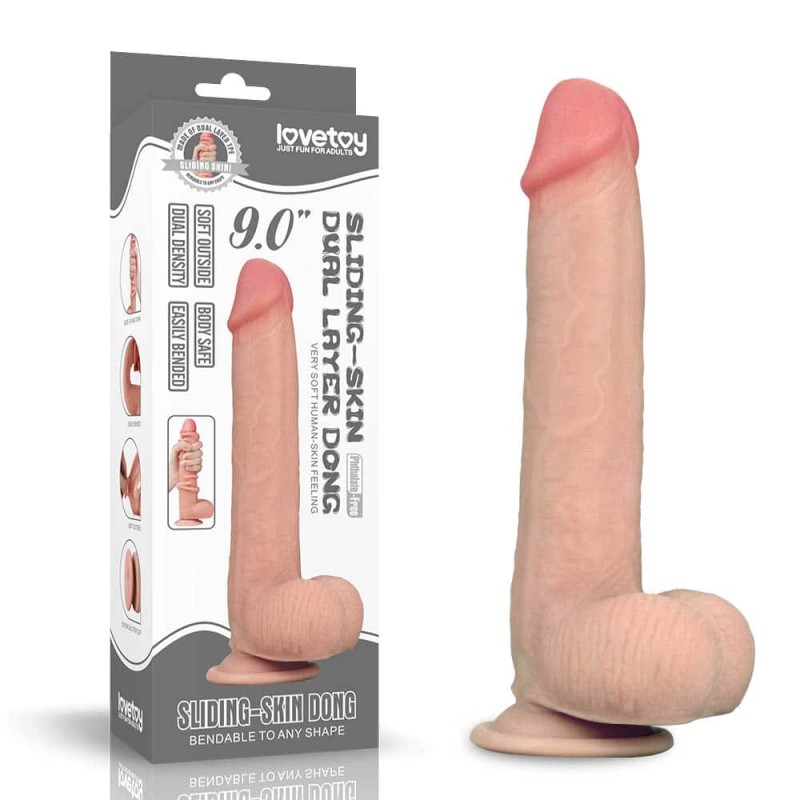 Sliding Skin dvoslojni realističan dildo boje kože od TPE-a — 23 cm — LV317003