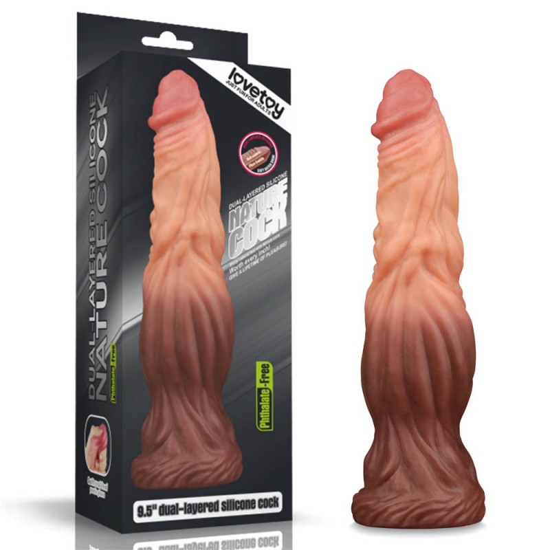 Nature Cock dvoslojni dildo od platinum silikona — 24,5 cm, prečnik 6,3 cm — LV411015