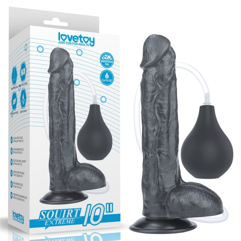 Squirt Extreme crni dildo sa ejakulacijom od PVC-a — 25,4 cm — LV116025