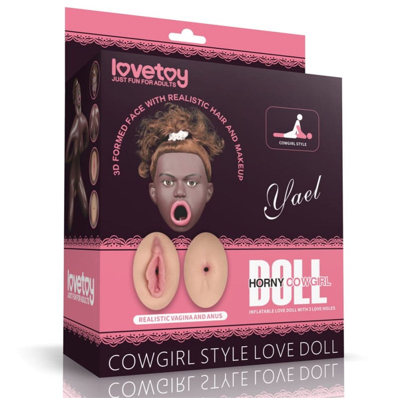 Cowgirl tamnoputa lutka na naduvavanje u klečećem položaju — 98 cm — LV153014
