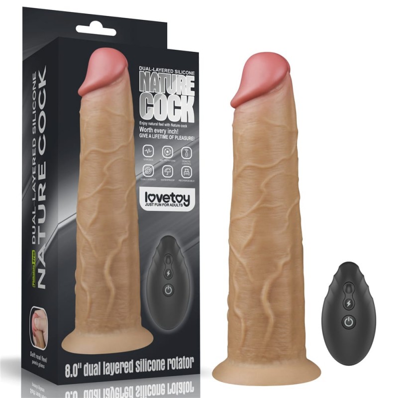 Dvoslojni rotirajući vibrator od platinum silikona — 20,5 cm — LV410210