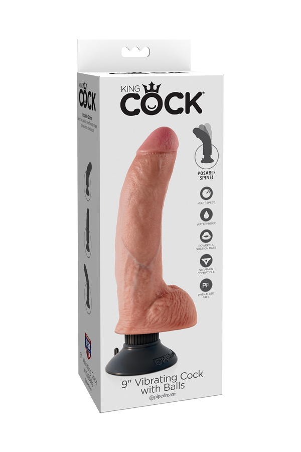 King Cock realistični vibrator sa testisima i vakum postoljem — PVC, 22,8 cm — PIPE540921