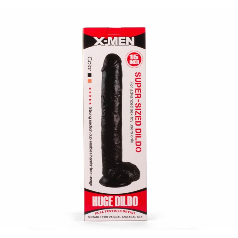 X-MEN ogroman crni realističan dildo od PVC-a — 38,1 cm, prečnik 8 cm — XMEN3017