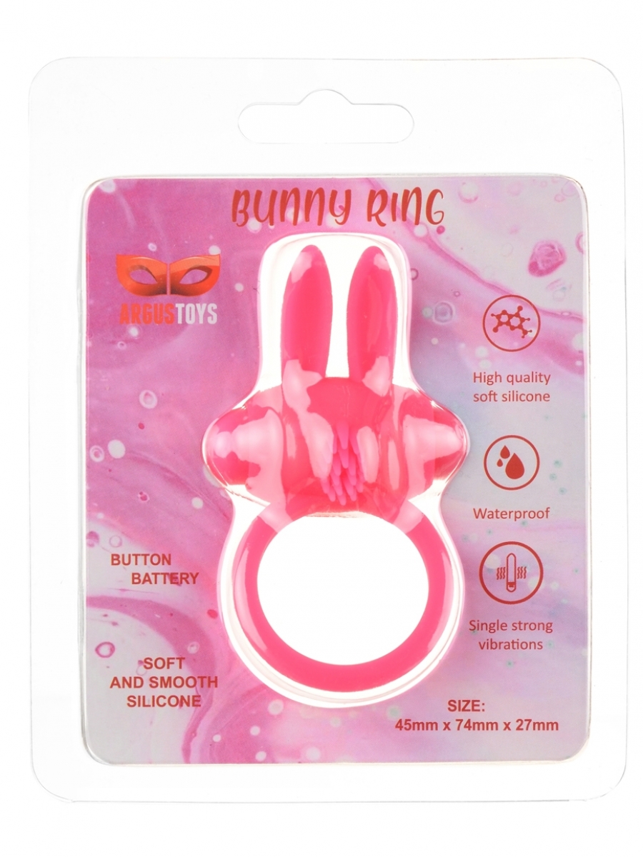 Argus Bunny roze prsten za penis sa vibracijom — prečnik 3 cm — AT 1136